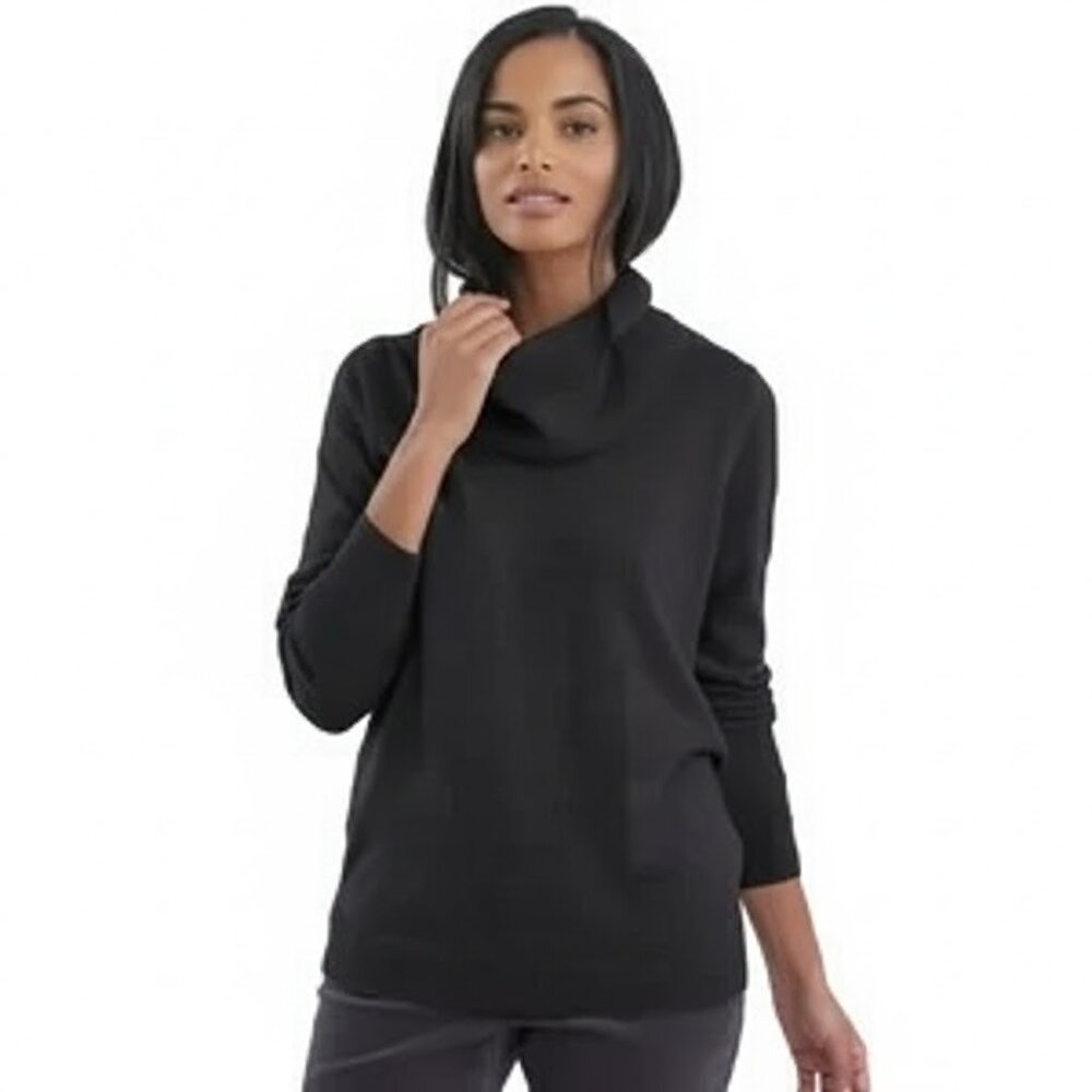 Pure Collection Cashmere Turtleneck Cowl Neck Sweater Black Size 8/10 M